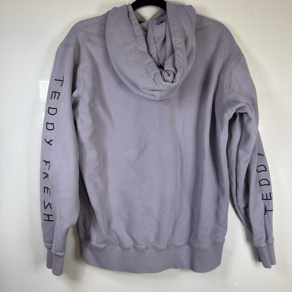 Teddy Fresh Smiley Face Love Hoodie Size Medium Lavender Purple Sweatshirt - Picture 7 of 8